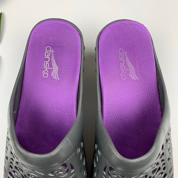 Dansko Pippa Clogs Cut Out Grey Silver Jelly Slip On Women's 39 US 8.5 9 - Picture 5 of 11